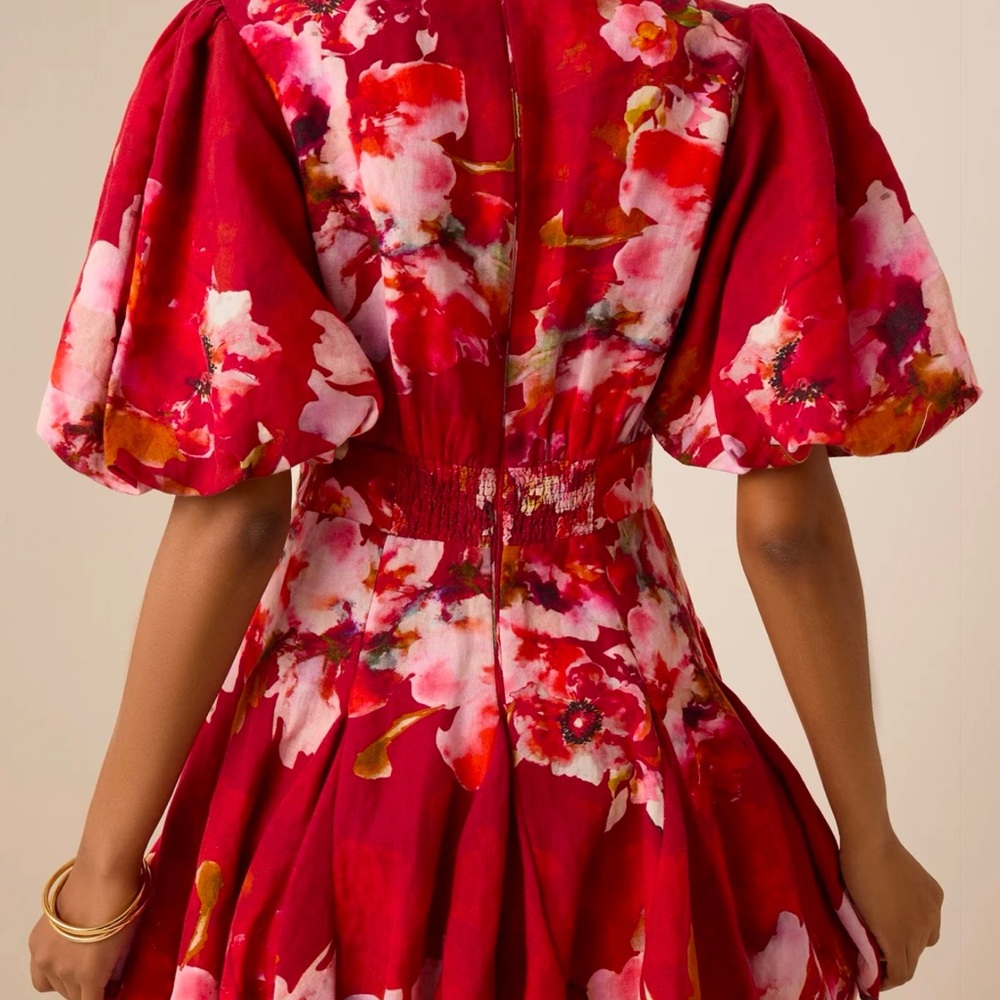 🔥 NWT Hemant & Nandita Tuhi Skater Dress – Luxury Resort 2025 Couture, Tropical - Picture 5 of 7